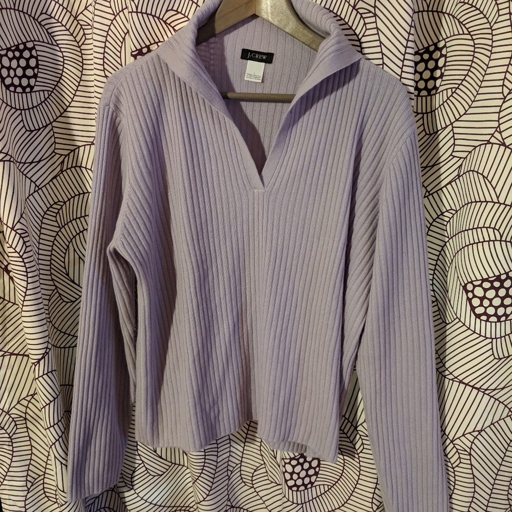 jcrew lavender loose collar cashmere sweater